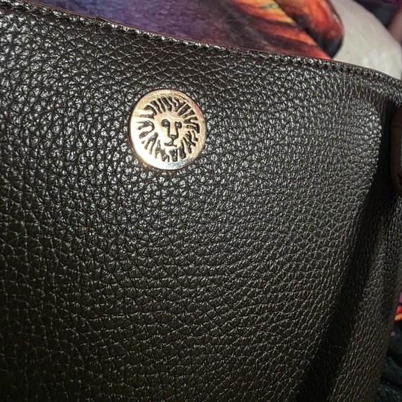 Anne Klein Dark Brown Tote with Sunflower Pouch - Picture 2 of 8